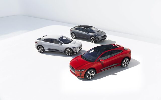 2019 Jaguar I-Pace SE Color Lineup in Red, Silver, and Grey