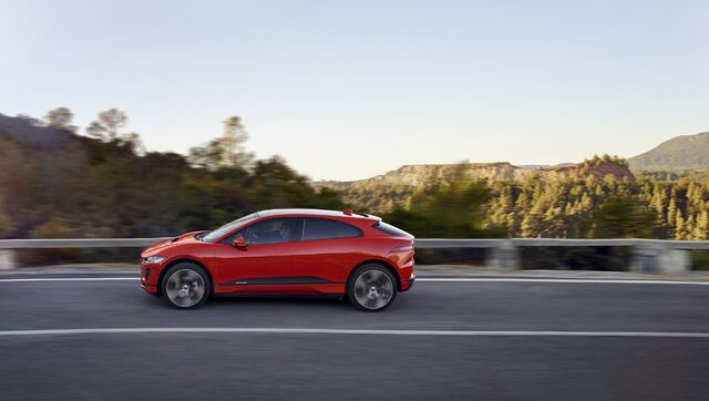 2019 Jaguar I-Pace SE Side Action Shot on Mountain Road