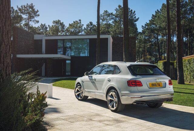 2019 Bentley Bentayga Plug-In Hybrid Rear Three-Quarter View at Estate
