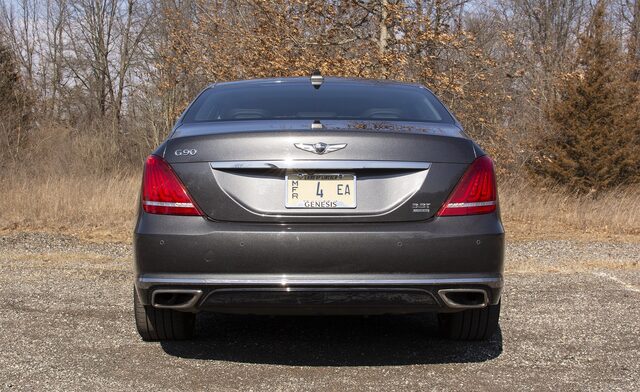 2018 Genesis G90 3.3T Premium — Rear View, Dark Gray