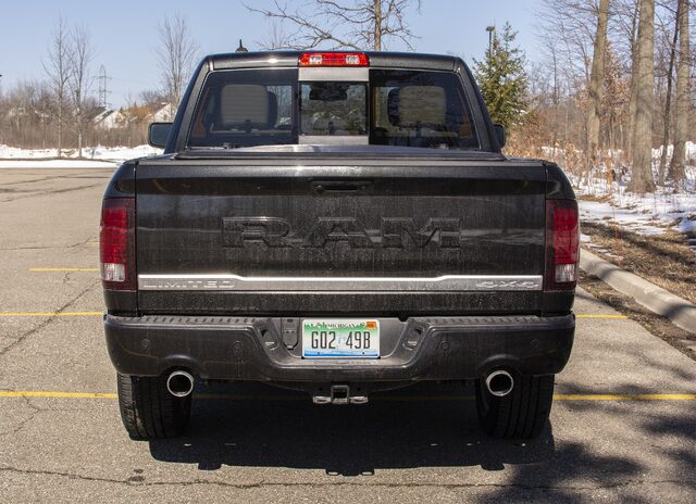 2018 Ram 1500 Limited Straight Rear View with RAM Tailgate Lettering and HEMI Badge