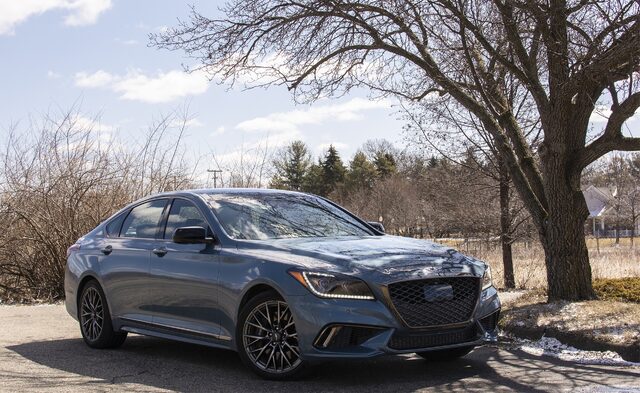 2018 Genesis G80 Sport AWD Front Three-Quarter View with Sport Grille