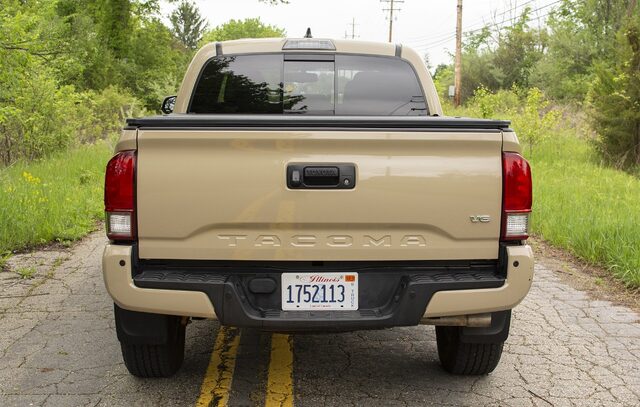 2017 Toyota Tacoma TRD Off-Road rear tailgate, V6 badge, quicksand