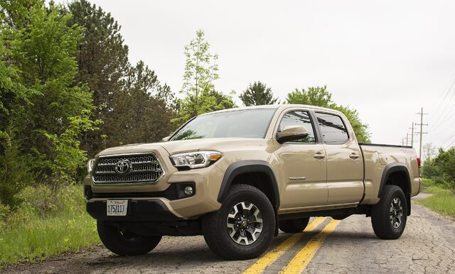 2017 Toyota Tacoma TRD Off-Road three-quarter front low angle, quicksand