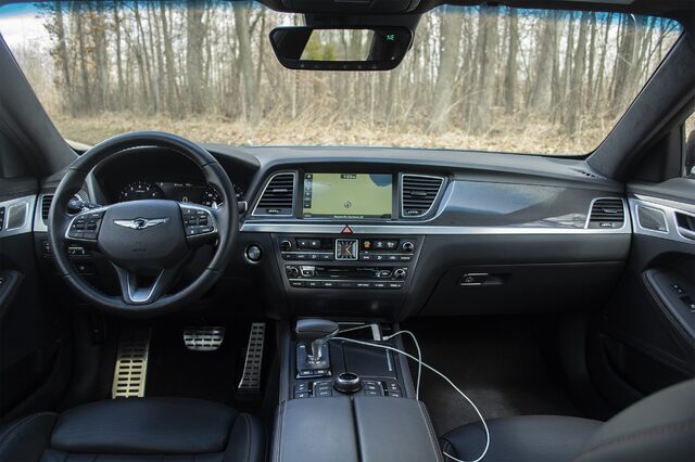 2018 Genesis G80 Sport AWD Interior with Navigation Screen and Sport Steering Wheel