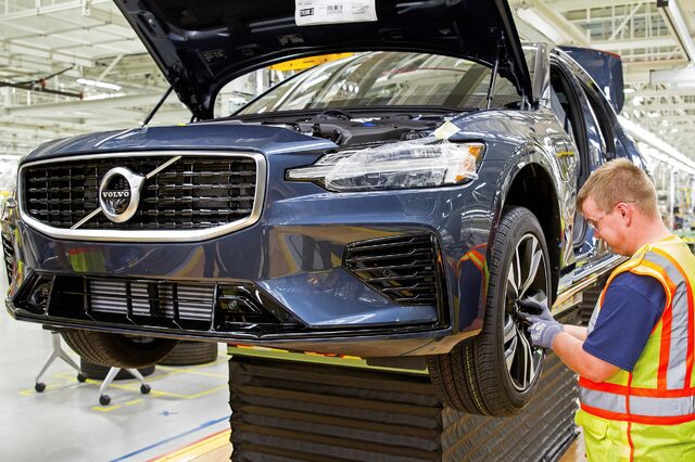 2019 Volvo S60 front end quality check at Volvo's South Carolina assembly plant