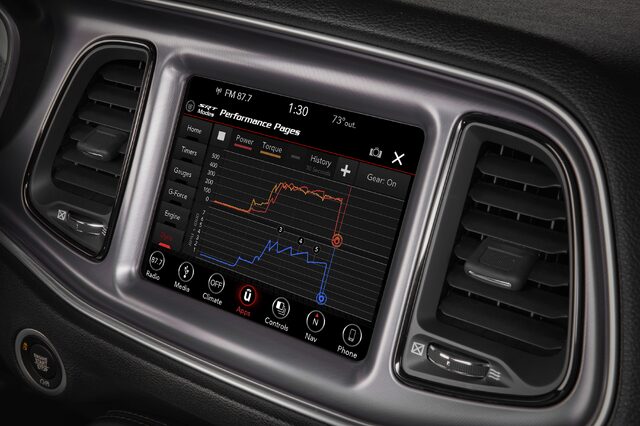 2019 Dodge Challenger Scat Pack, center console Drive Modes and Launch Control buttons
