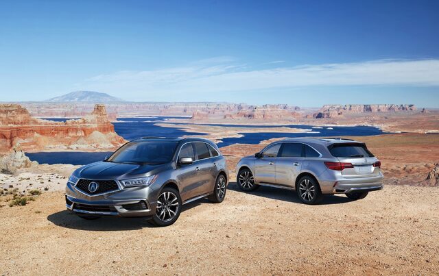 2019 Acura MDX Base Two SUVs Front and Rear View at Canyon Overlook
