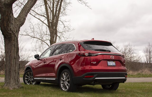 2018 Mazda CX-9 Grand Touring AWD — Rear Three-Quarter View, Soul Red