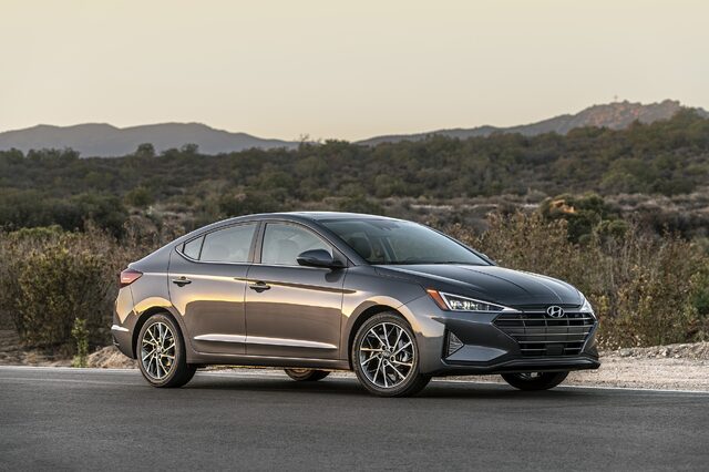 2019 Hyundai Elantra Sport, front three-quarter view
