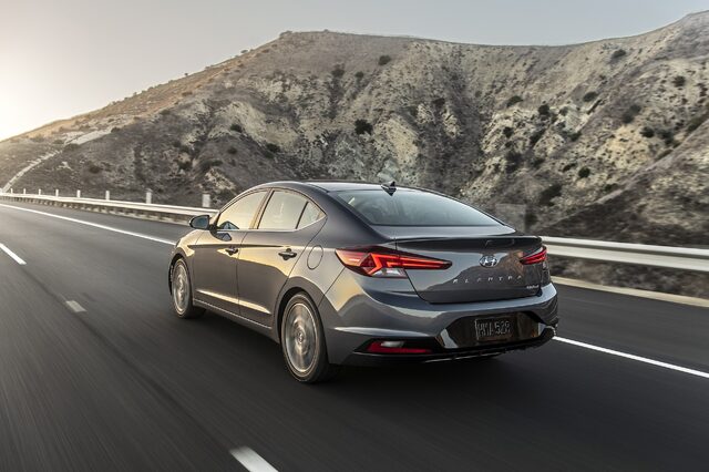 2019 Hyundai Elantra, rear three-quarter action shot