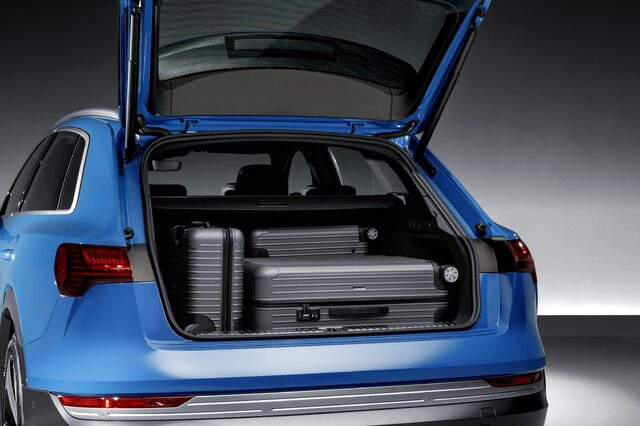 2019 Audi e-tron quattro cargo area open with luggage