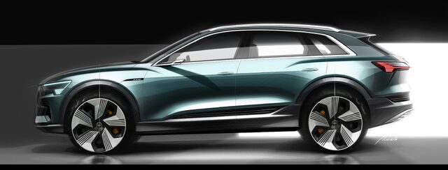 2019 Audi e-tron design sketch side profile view