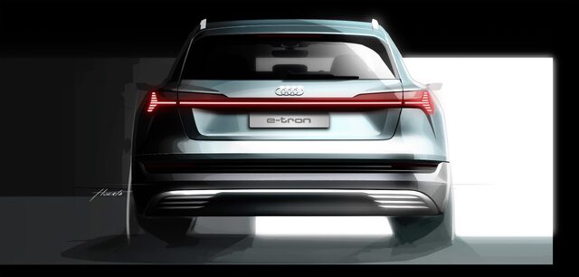 2019 Audi e-tron design sketch rear straight-on view
