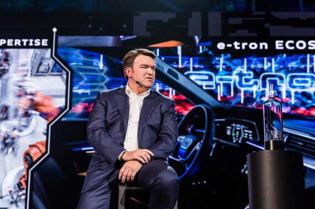2019 Audi e-tron premiere event presentation with e-tron ECOSYSTEM branding