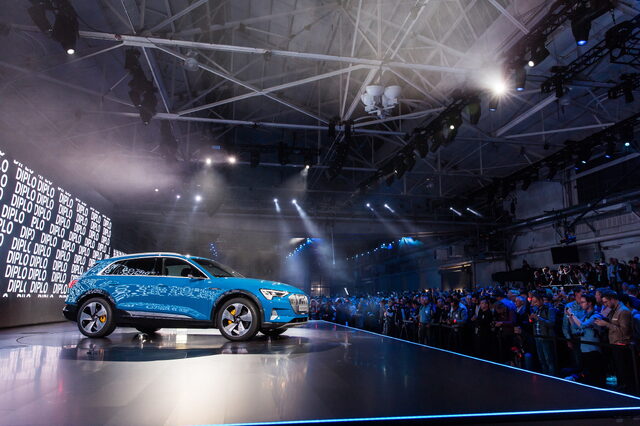 2019 Audi e-tron on stage at San Francisco premiere with Diplo performance
