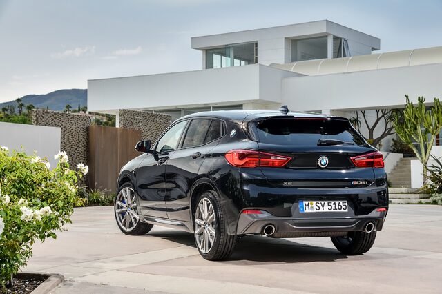 2019 BMW X2 M35i rear three-quarter view