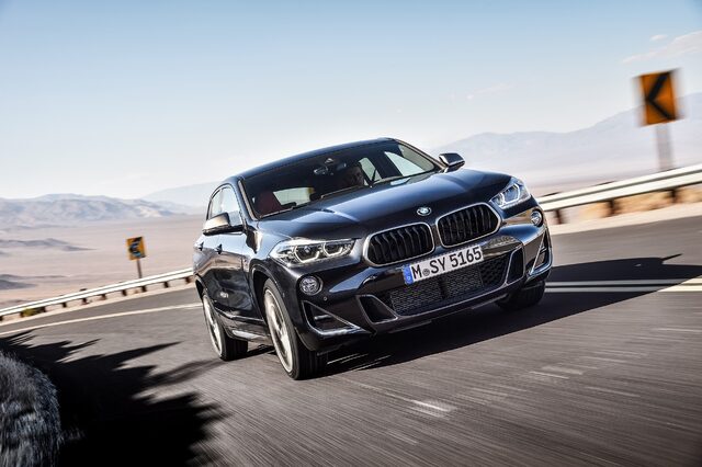 2019 BMW X2 M35i front view driving on desert highway
