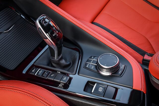 2019 BMW X2 M35i center console with shifter and iDrive controller