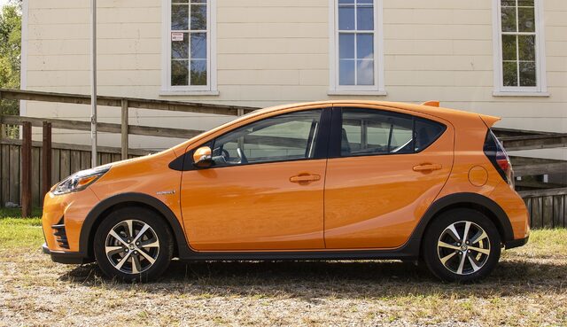 2018 Toyota Prius C Four orange profile view