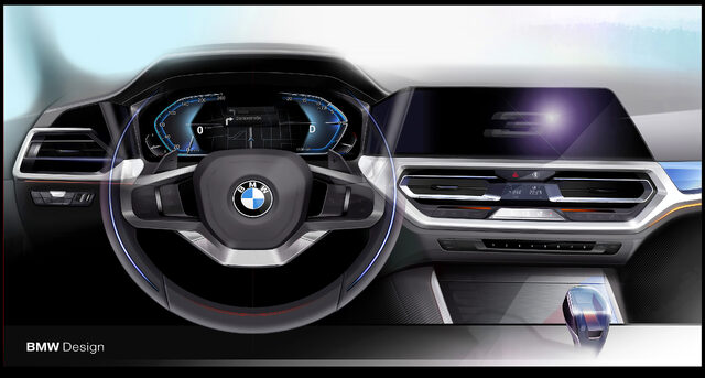 2019 BMW 3 Series interior design sketch [center console]