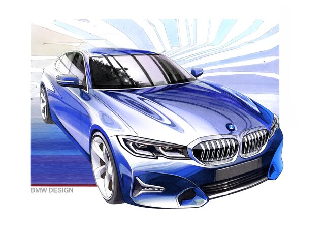 2019 BMW 3 Series generation lineup sketch [front view]