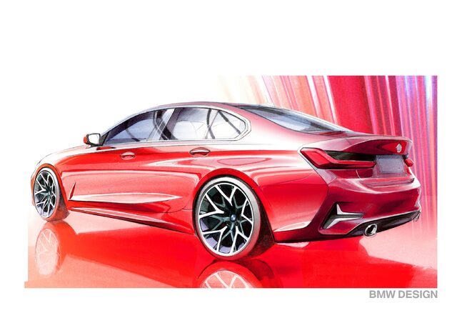 2019 BMW 3 Series design sketch [front three-quarter]