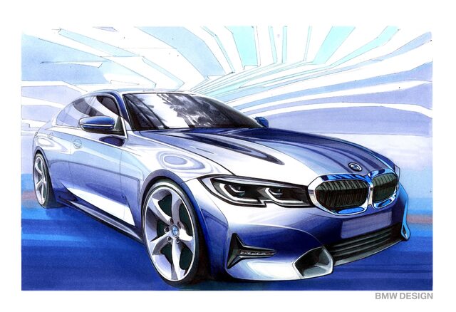 2019 BMW 3 Series design sketch [rear three-quarter]