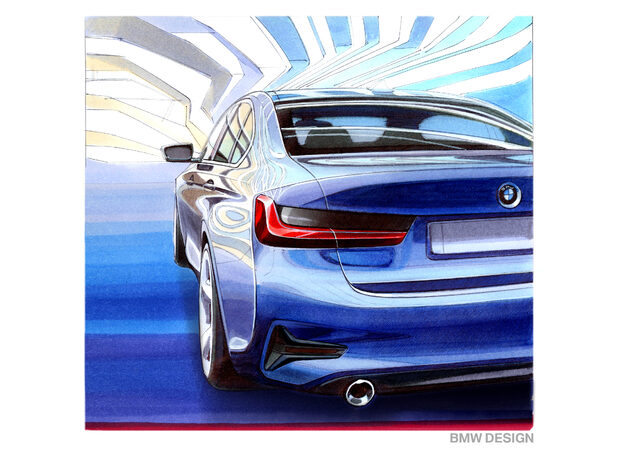 2019 BMW 3 Series design sketch [rear view]