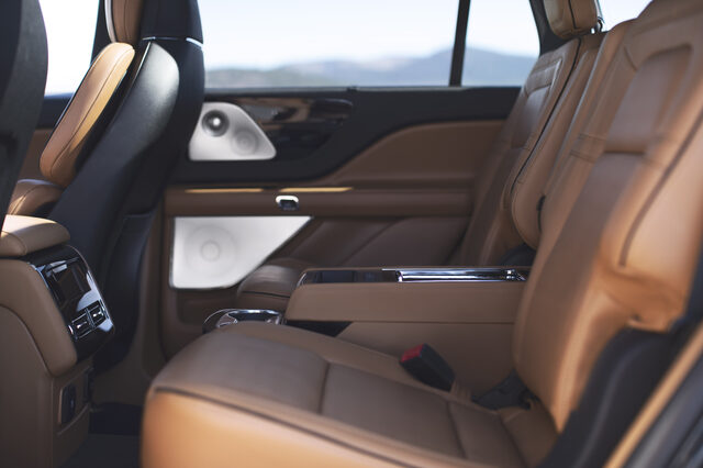 2020 Lincoln Aviator interior, second-row captain's chairs with Revel speaker