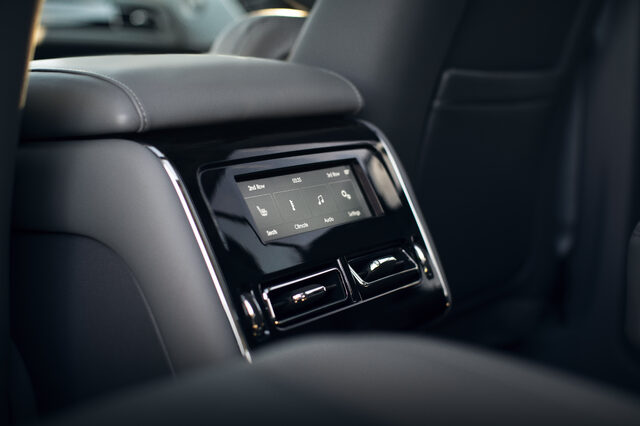 2020 Lincoln Aviator interior, rear-seat entertainment screen on center console