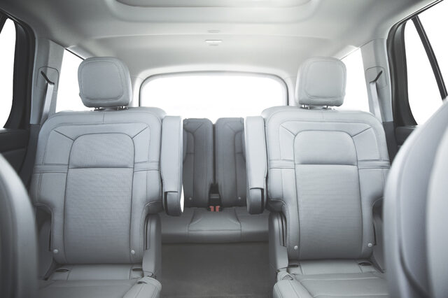 2020 Lincoln Aviator interior, third-row seats in light gray leather