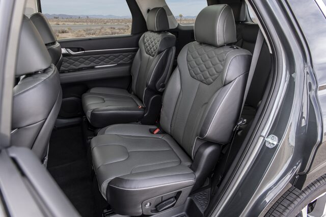 2020 Hyundai Palisade interior [second row seats dark leather]