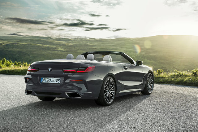2019 BMW 8 Series Convertible Rear Three-Quarter Static View