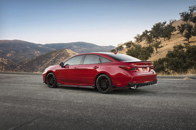 2020 Toyota Avalon TRD Rear Three-Quarter View at Mountain Overlook