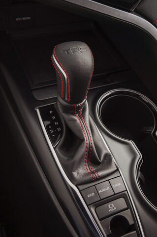 2020 Toyota Camry TRD Shift Knob Detail with TRD Logo and Drive Mode Controls