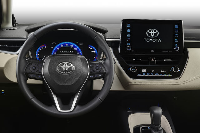 2020 Toyota Corolla XSE Steering Wheel and Infotainment Screen, Driver's Perspective