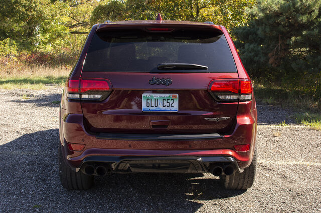 2018 Jeep Grand Cherokee SRT Trackhawk rear view with quad exhaust