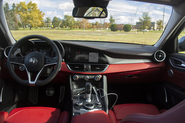 2018 Alfa Romeo Giulia Ti Sport Q4 — Red Leather Interior and Dashboard