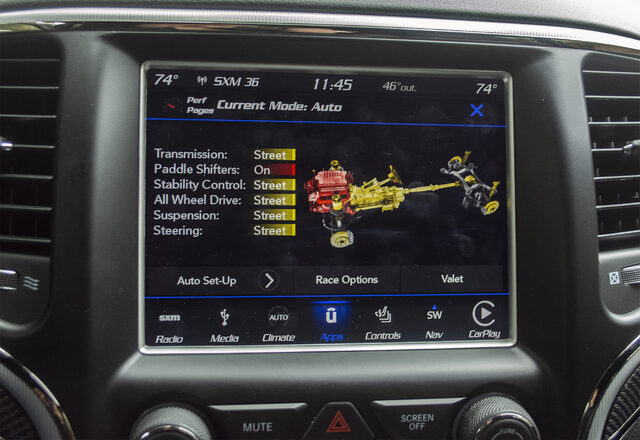 2018 Jeep Grand Cherokee SRT Trackhawk SRT Performance Pages drive mode screen
