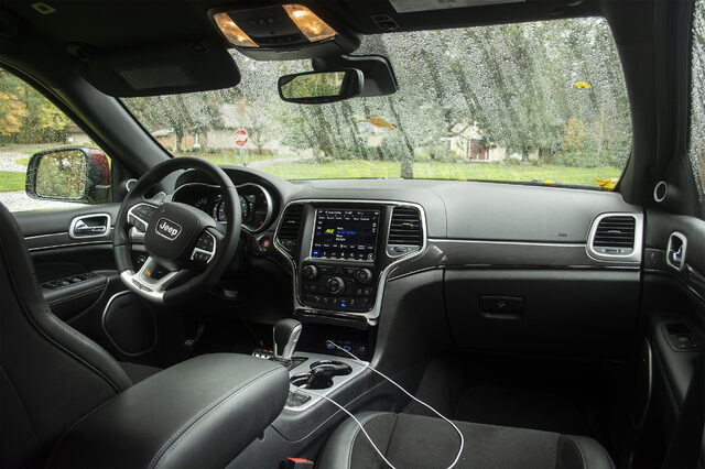 2018 Jeep Grand Cherokee SRT Trackhawk interior with Uconnect 8.4 infotainment