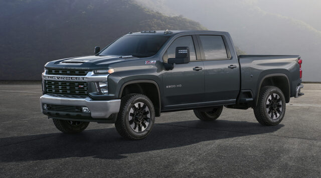 2020 Chevrolet Silverado HD — Front Three-Quarter View, Gray Crew Cab