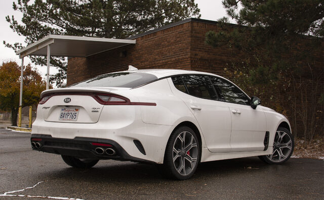 2018 Kia Stinger GT1 AWD three-quarter rear view