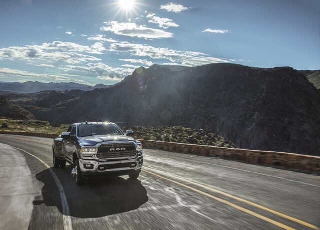 2020 RAM 3500 HD towing horse trailer [front]