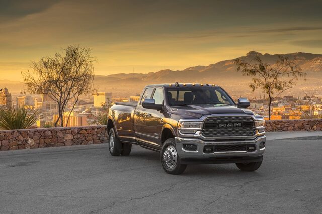 2020 RAM 3500 HD dually driving [front urban alt]