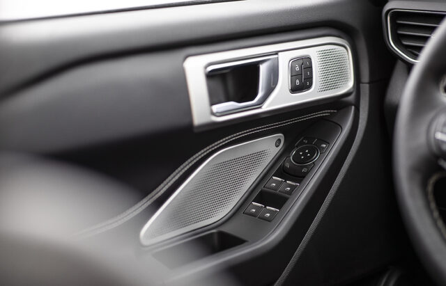 2020 Ford Explorer ST Driver Door Panel Speaker Grille Window Controls Interior Detail