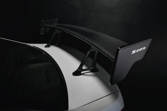 2019 Subaru WRX STi S209, carbon fiber rear wing with S209 end plate badge