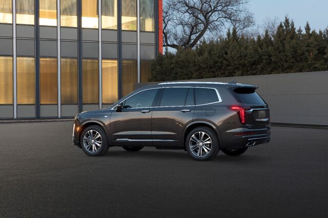 2020 Cadillac XT6 Premium Luxury rear side view dark bronze