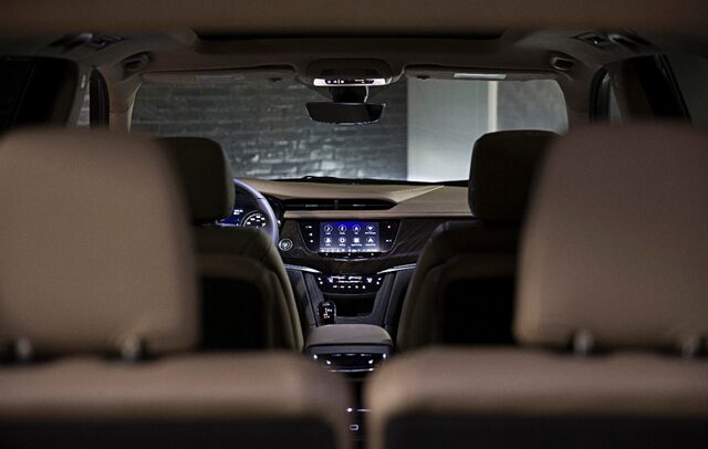 2020 Cadillac XT6 infotainment screen and third-row view