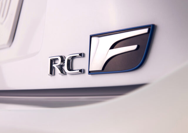 2020 Lexus RC F badge detail on rear decklid